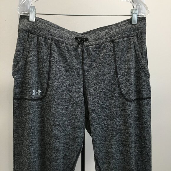 UNDER ARMOUR Black Gray Marled Drawstring Waist Pull On Jogger Pant - Picture 3 of 7